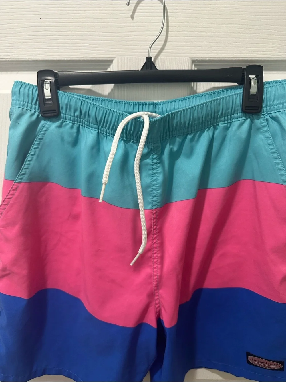 Vineyard Vines Men's Colorblock Swim Board Shorts - Teal, Pink, Royal Blue